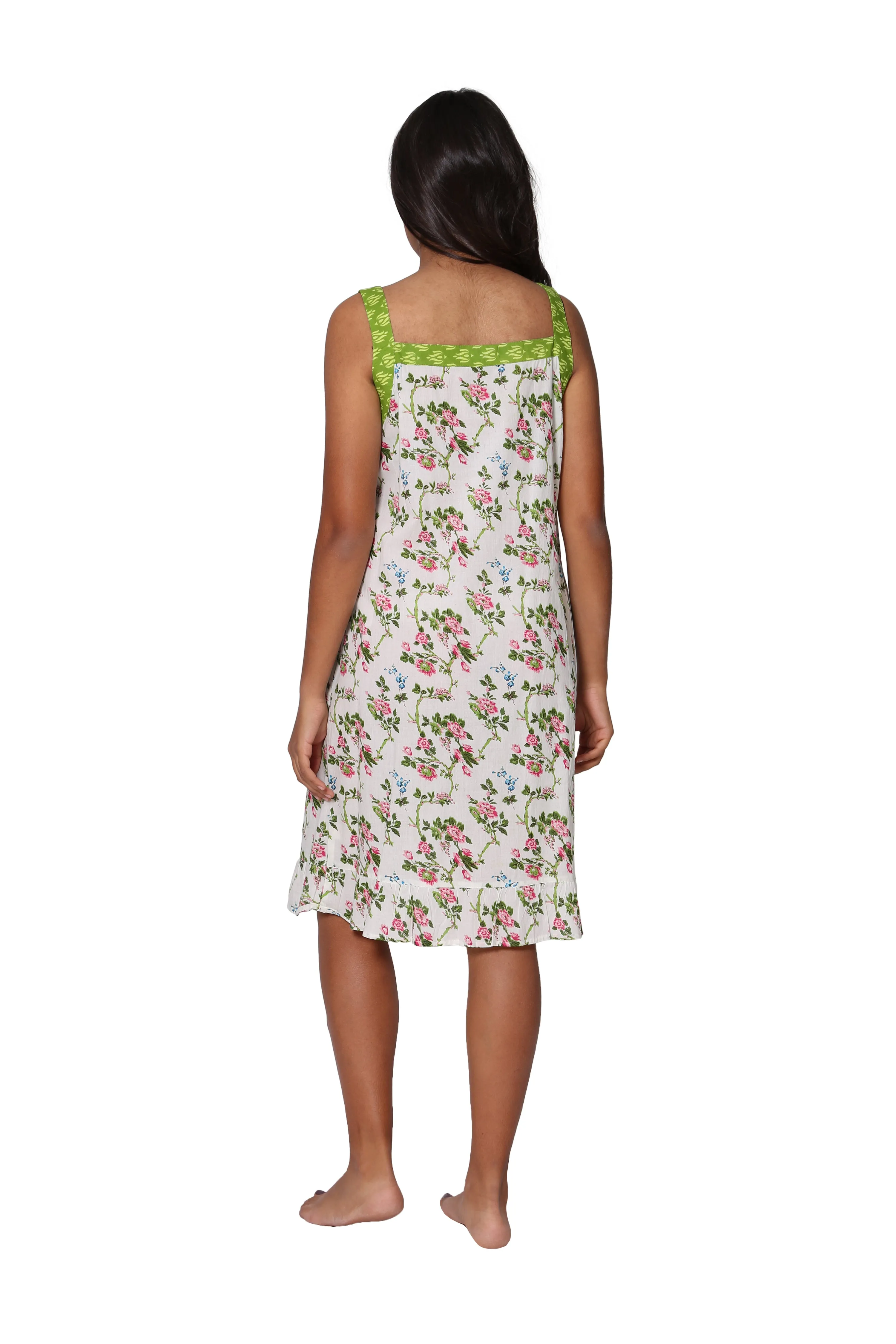 100% Cotton Ivory Floral Print Chemise