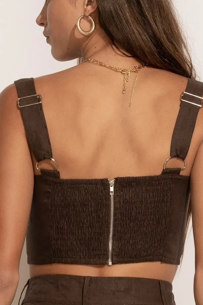 Adella Bustier Top in Brown - FINAL SALE