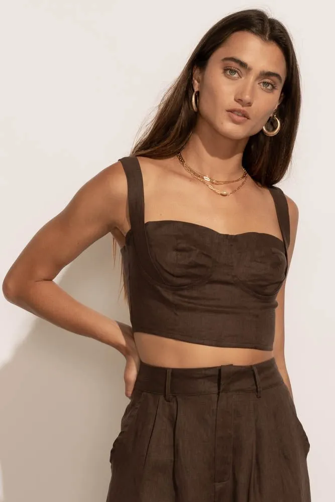 Adella Bustier Top in Brown - FINAL SALE