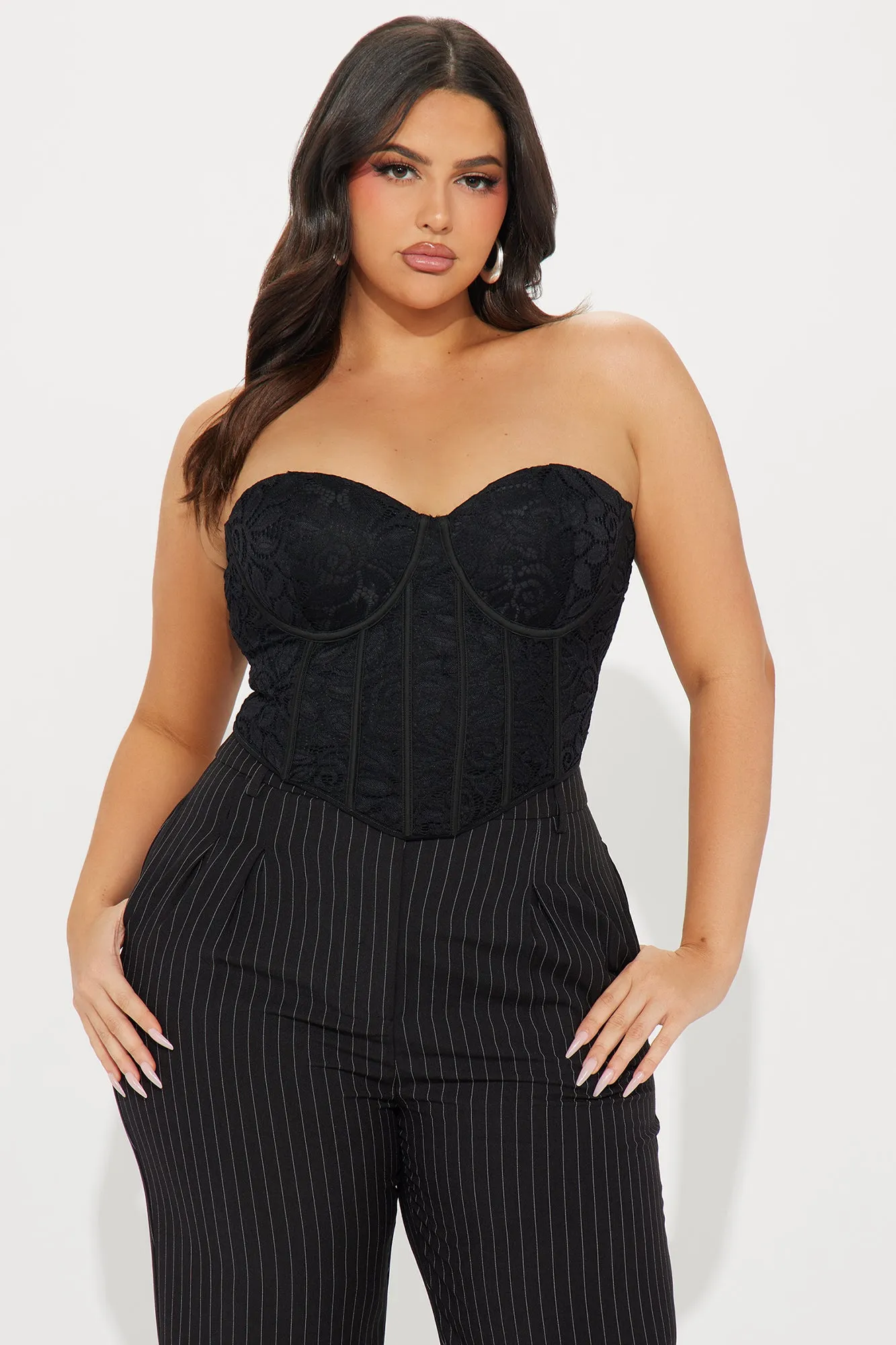 Angelina Lace Corset Top - Black