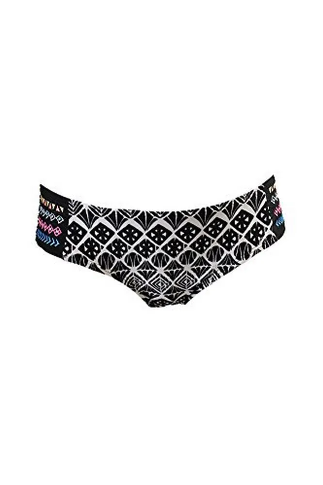 Bikini Nation Juniors' Embroidered Hipster Swim Bottom, Multi, XS