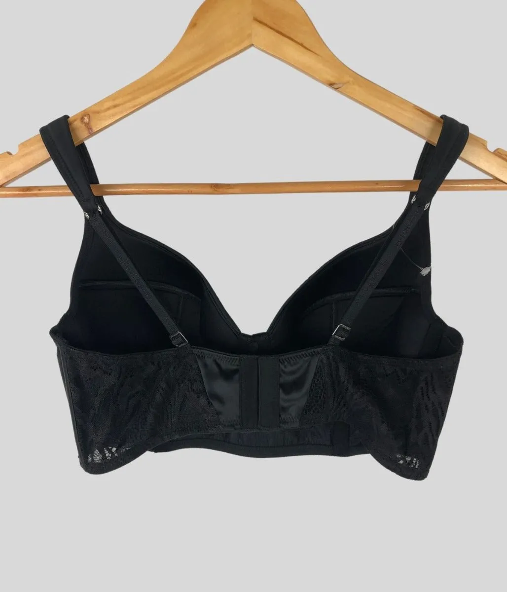 Black Satin Longline Bustier Bra 32A