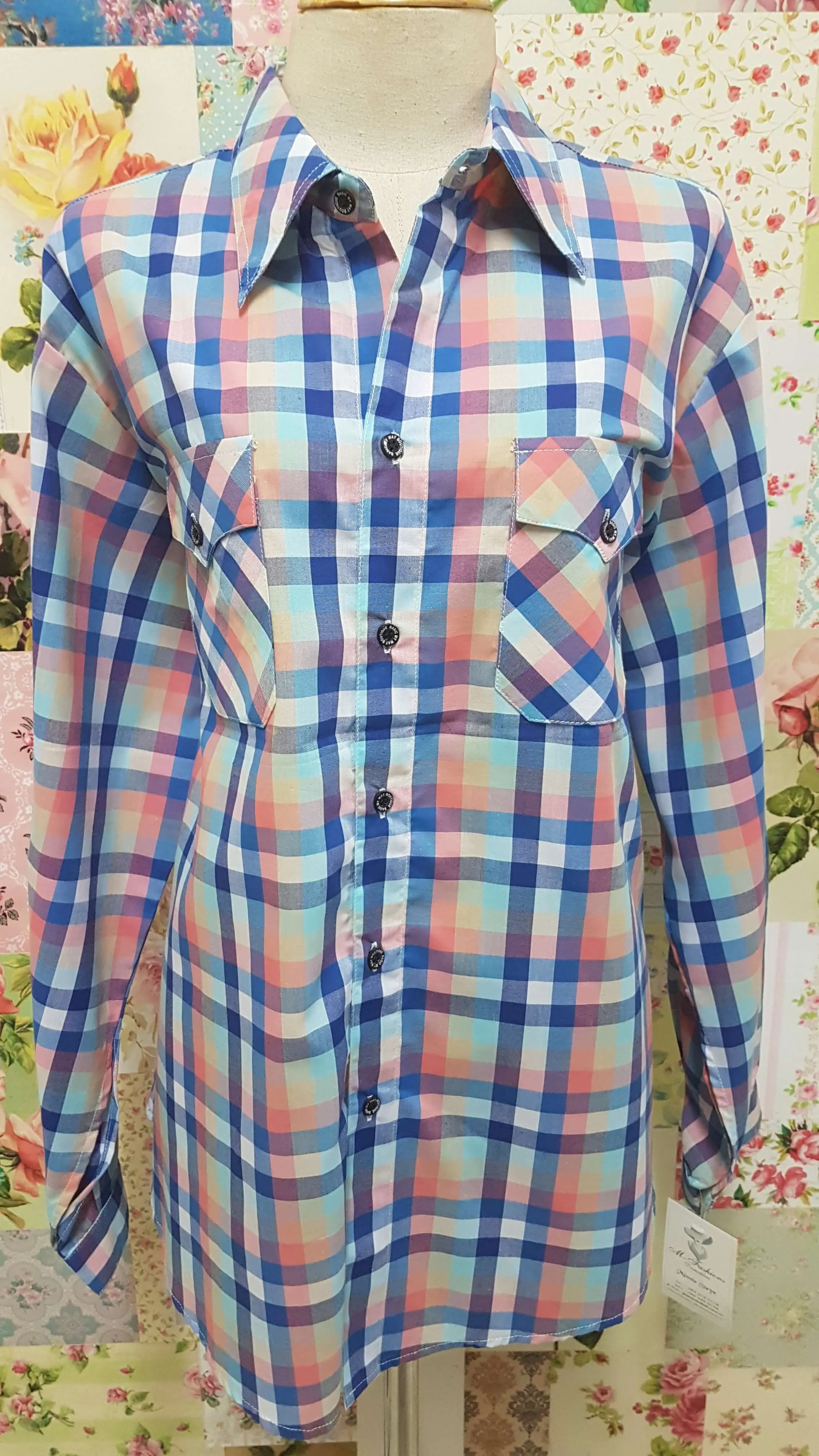 Blue Check Blouse CE061