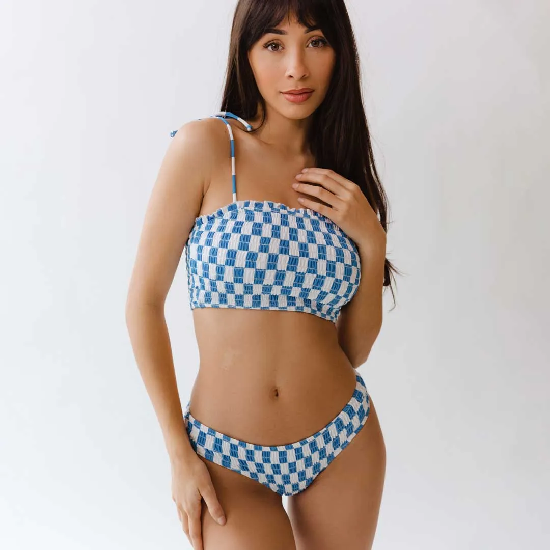 Blue Checkers Smocked Hipster Bottoms