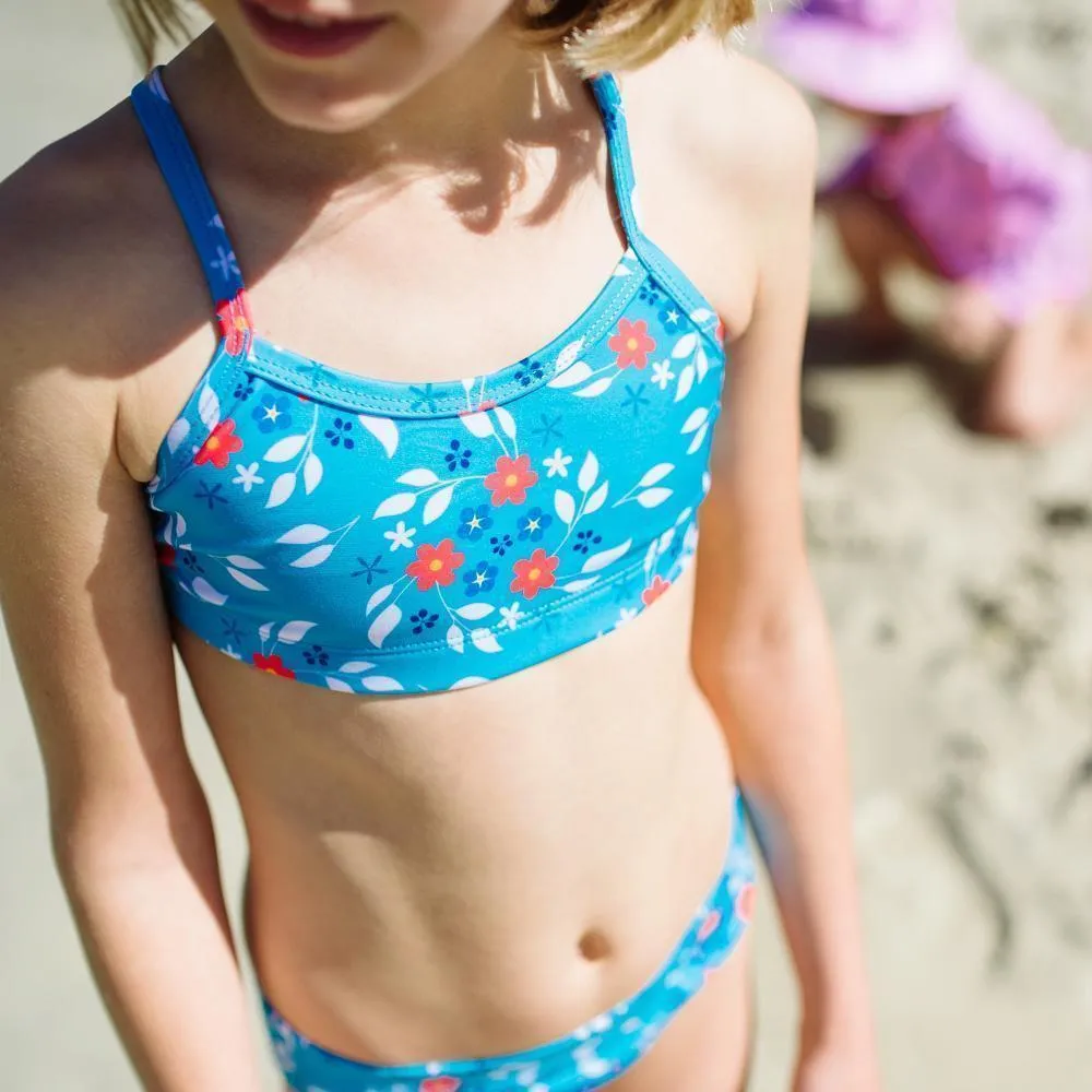 Blue Floral Bikini Top