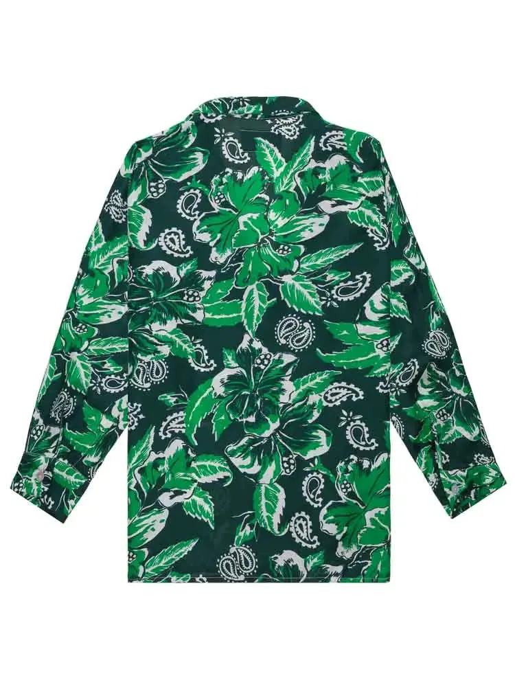 Chemise en Soie - ALOHA - Green