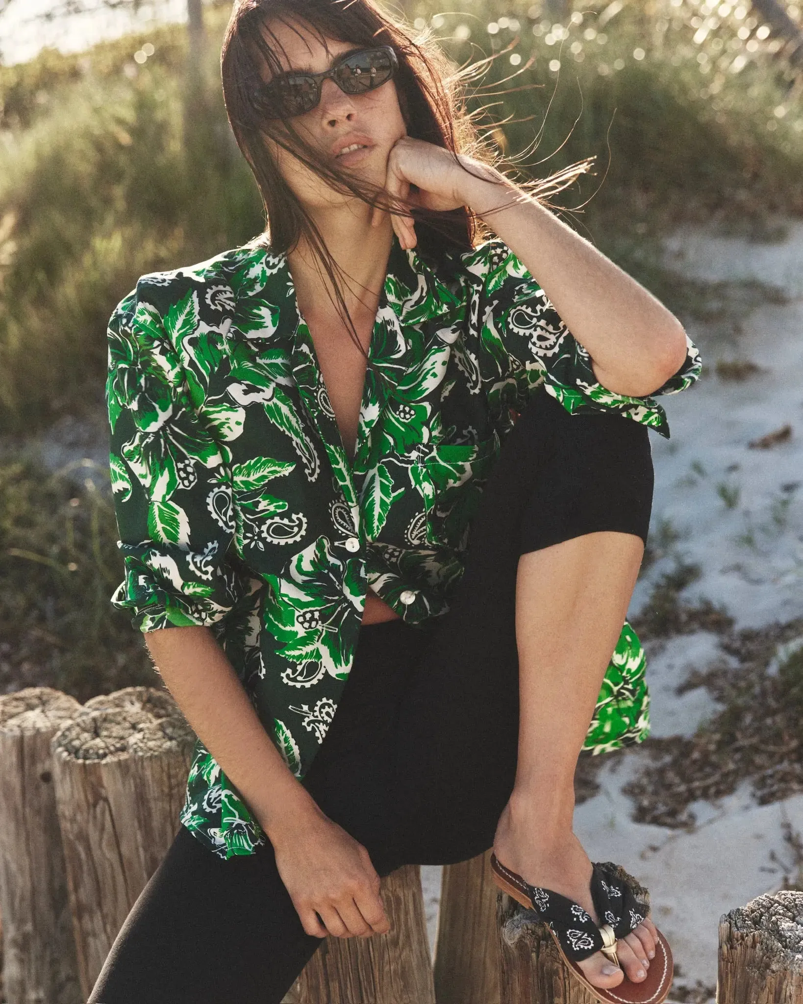 Chemise en Soie - ALOHA - Green