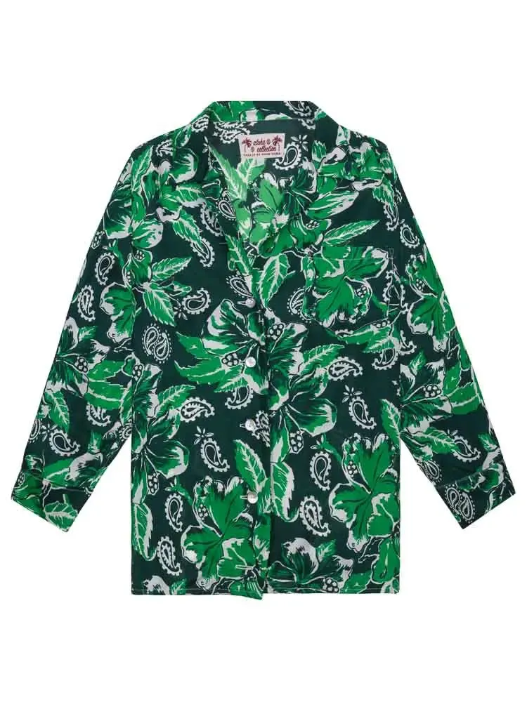 Chemise en Soie - ALOHA - Green