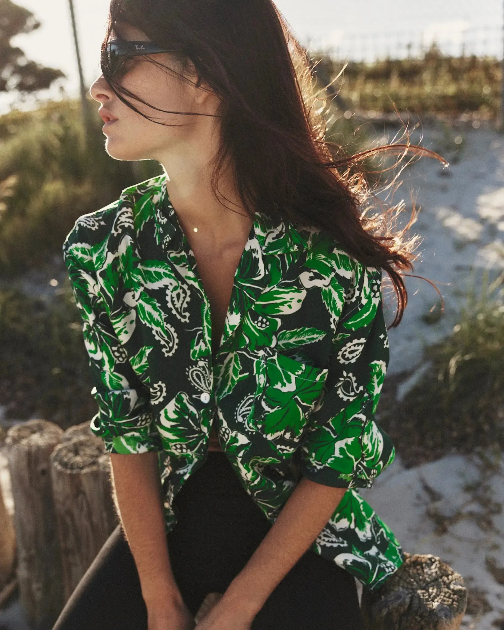 Chemise en Soie - ALOHA - Green