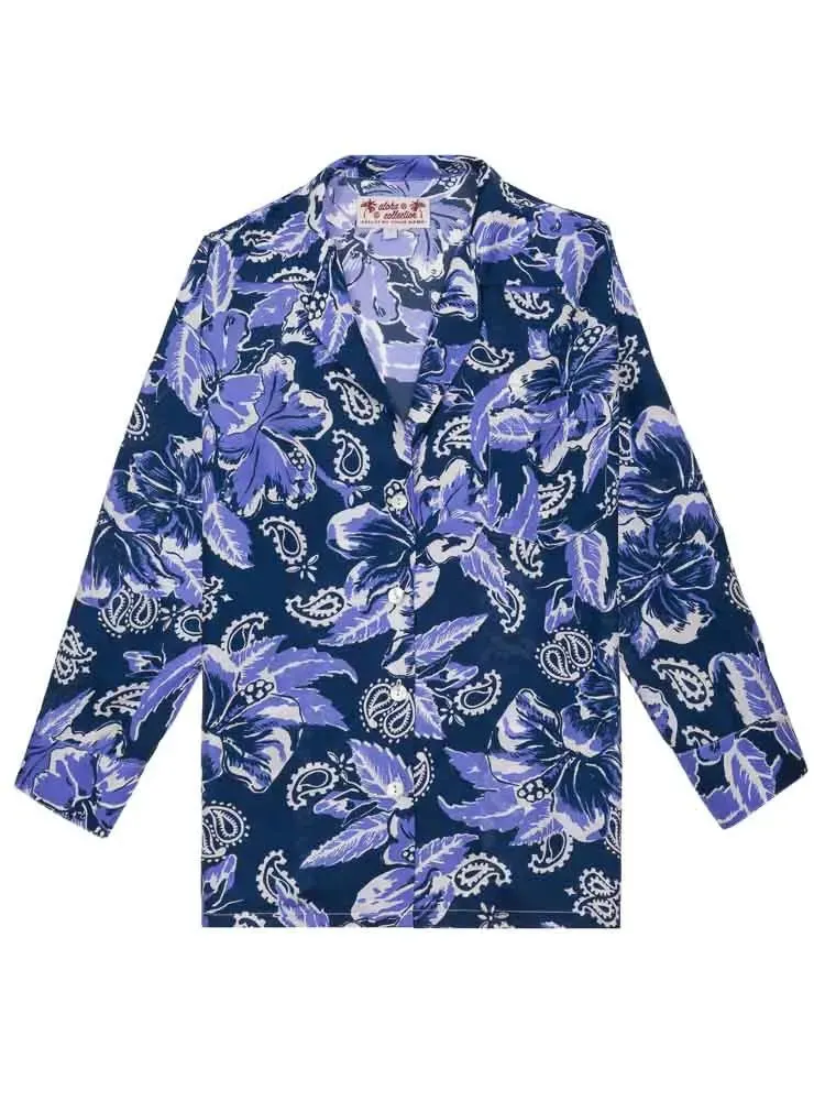 Chemise en Soie - ALOHA - Navy