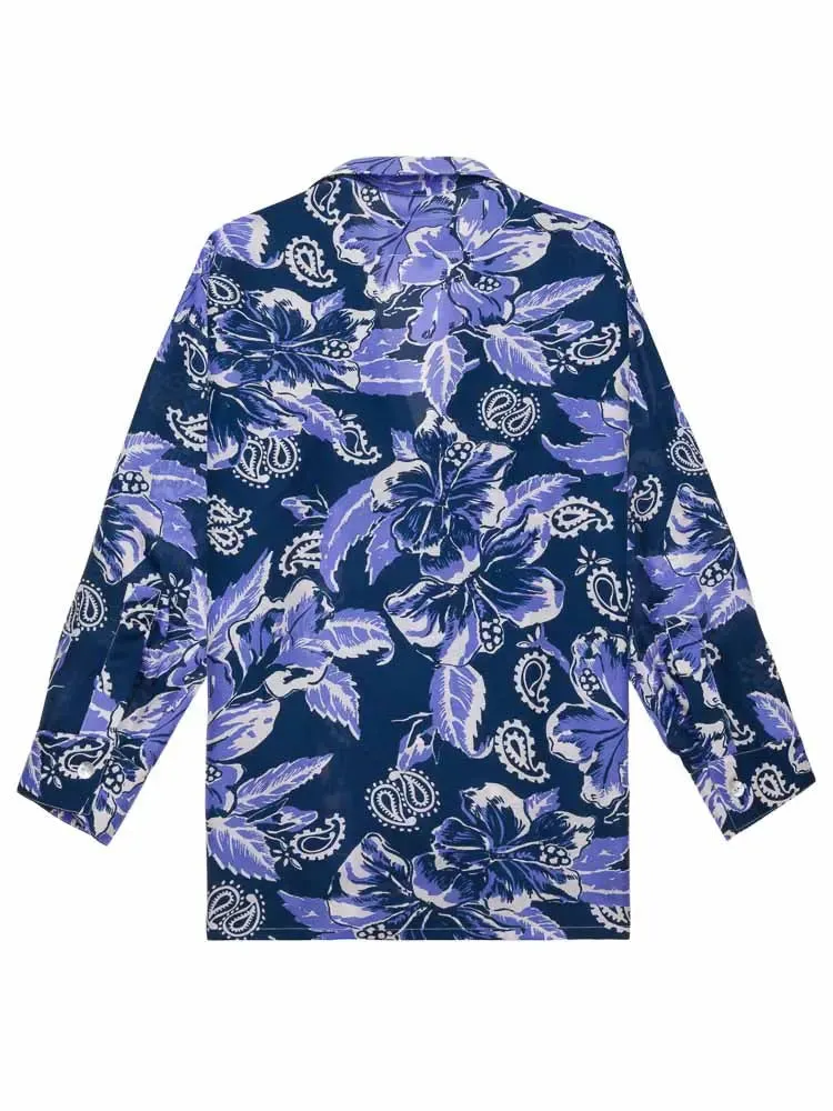 Chemise en Soie - ALOHA - Navy