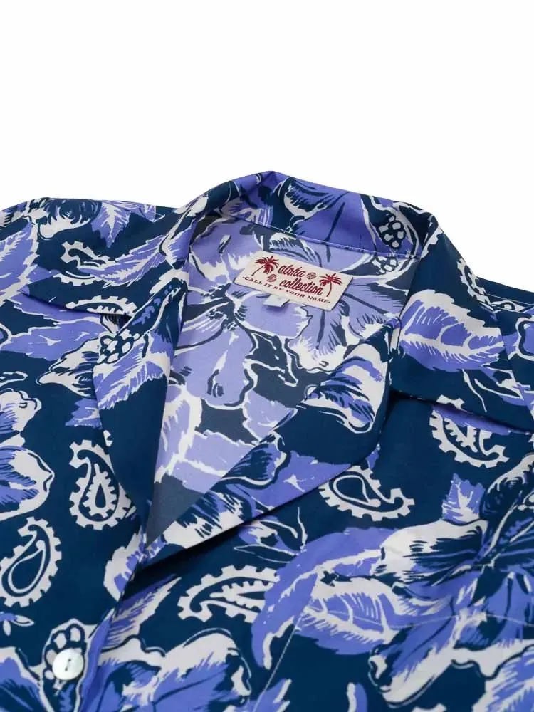 Chemise en Soie - ALOHA - Navy