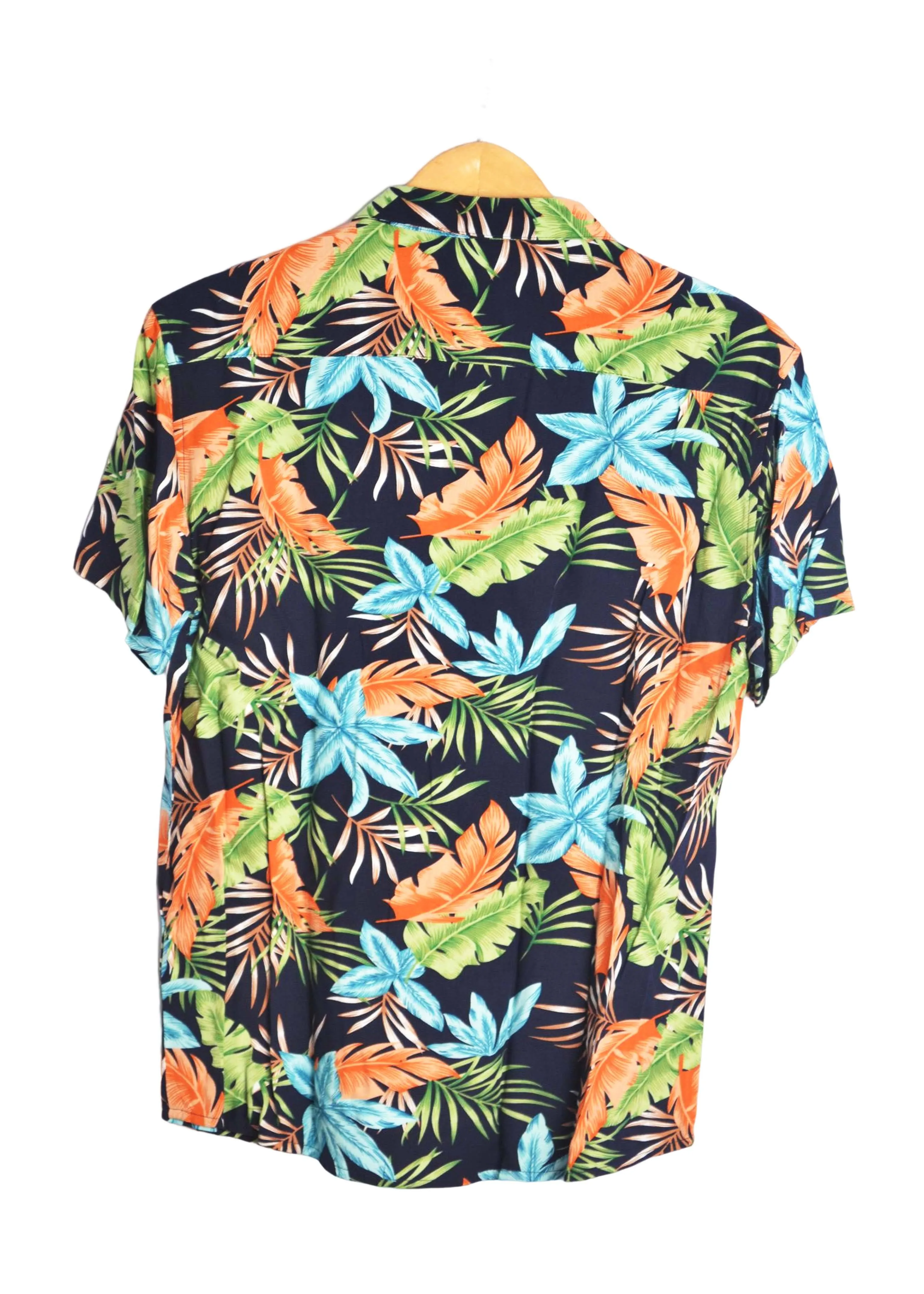 Chemise hawaienne marine et orange