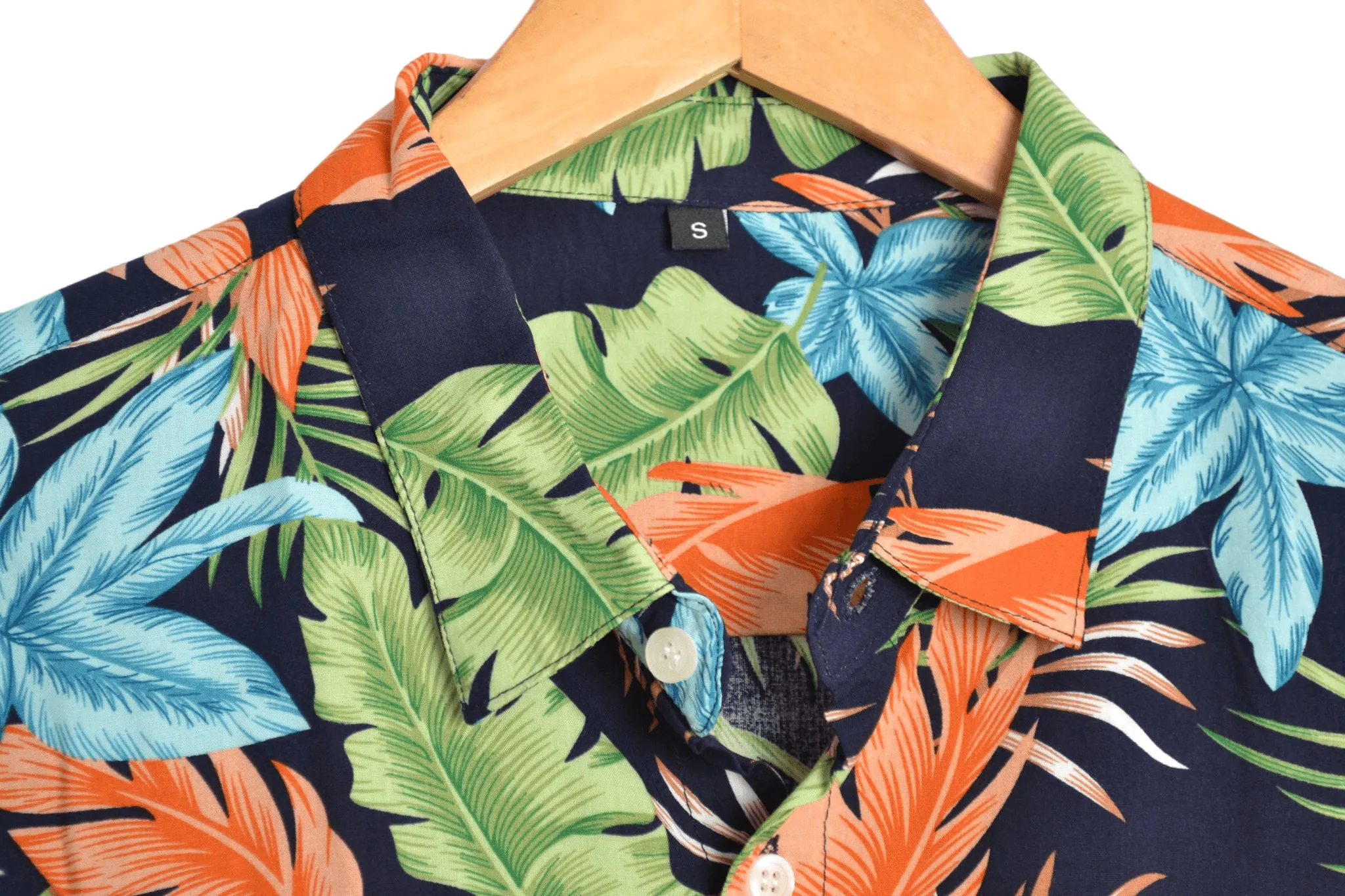 Chemise hawaienne marine et orange