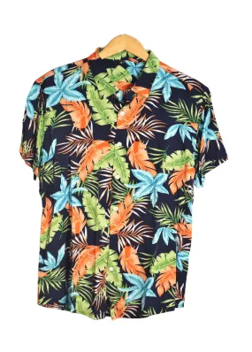 Chemise hawaienne marine et orange