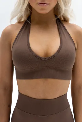 CORE HALTER BRA - ESPRESSO