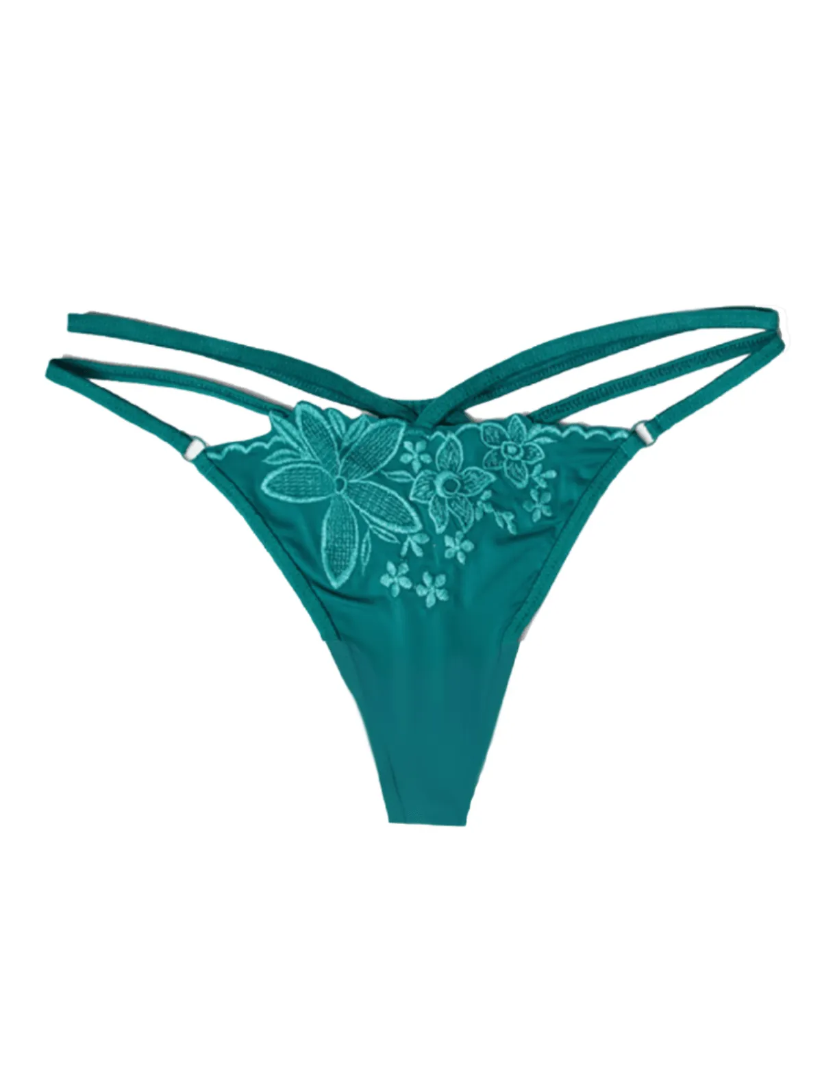 Double Strap Teal Floral Thong