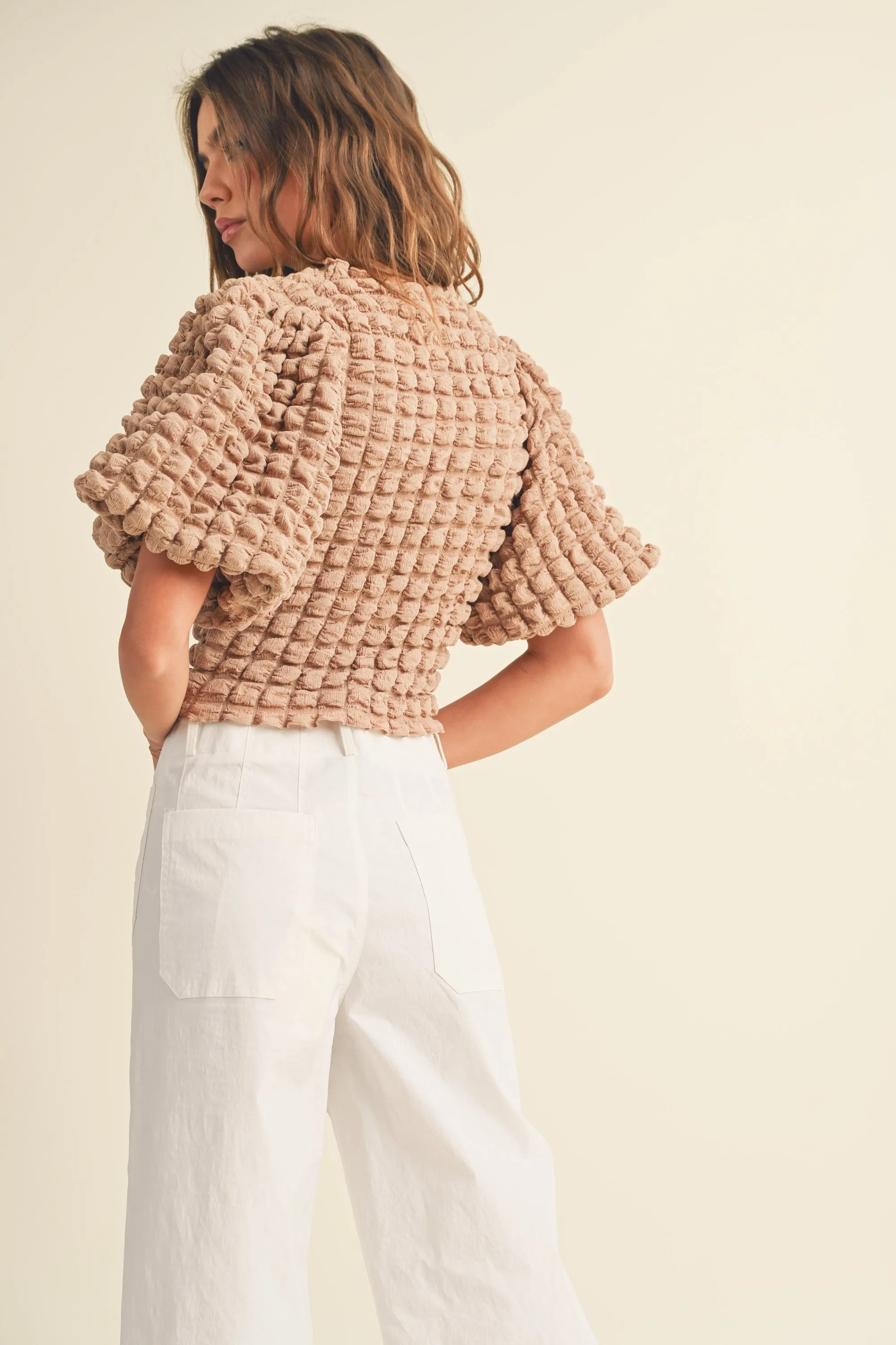 Ella Textured Blouse Tan