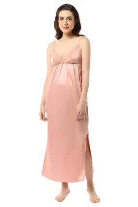 Eternal Bliss Full-length Satin Chemise - Mellow Rose