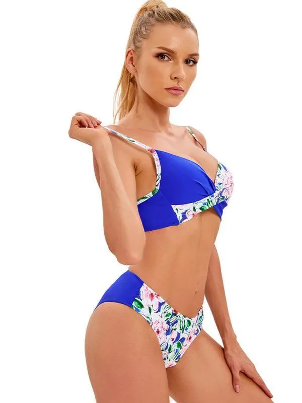 Floral Twisted Bandeau Hipster Bikini Set