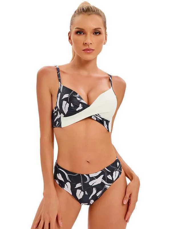 Floral Twisted Bandeau Hipster Bikini Set