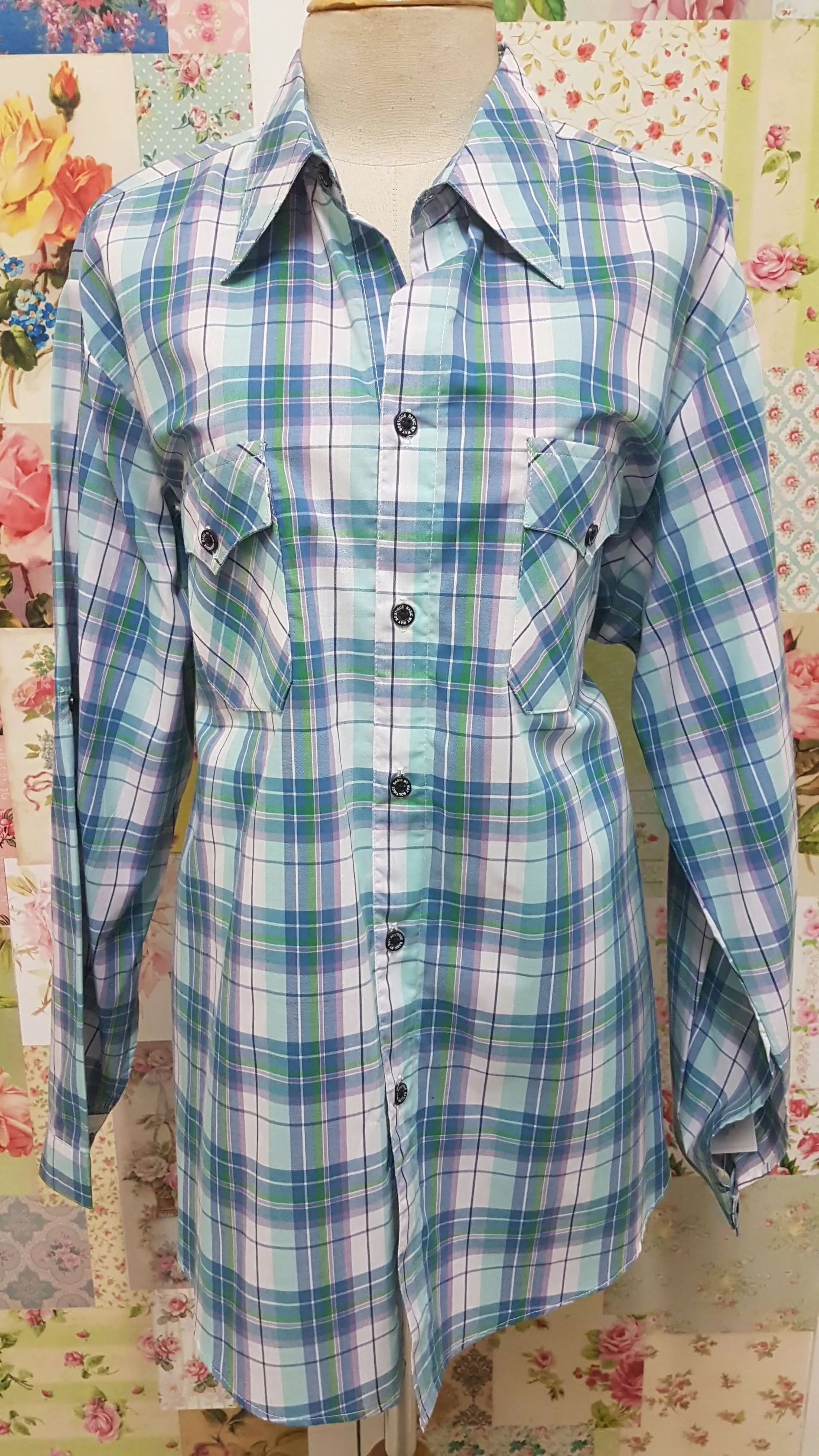 Green Check Blouse CE064