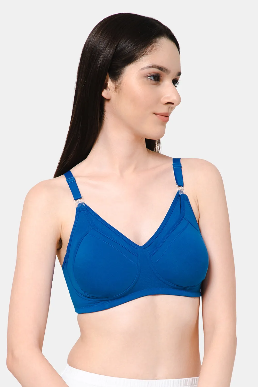 High Coverage Intimacy Nursing Bra - Maternity Bra - Feeding Bra - Blue - FB07