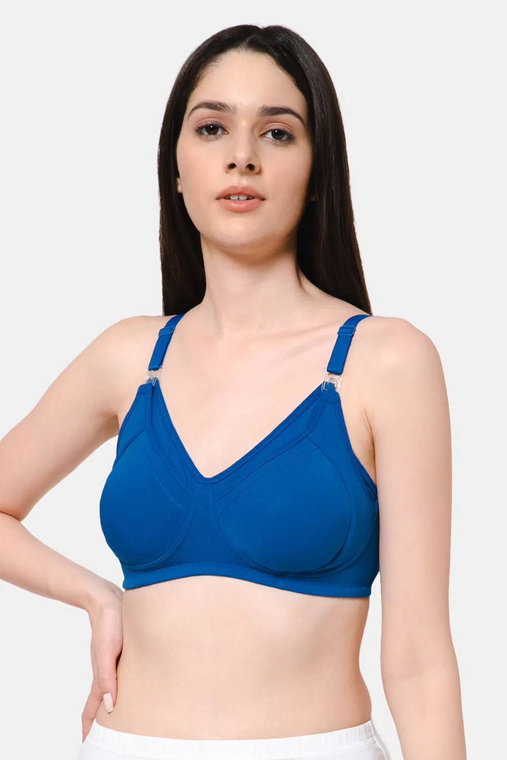 High Coverage Intimacy Nursing Bra - Maternity Bra - Feeding Bra - Blue - FB07