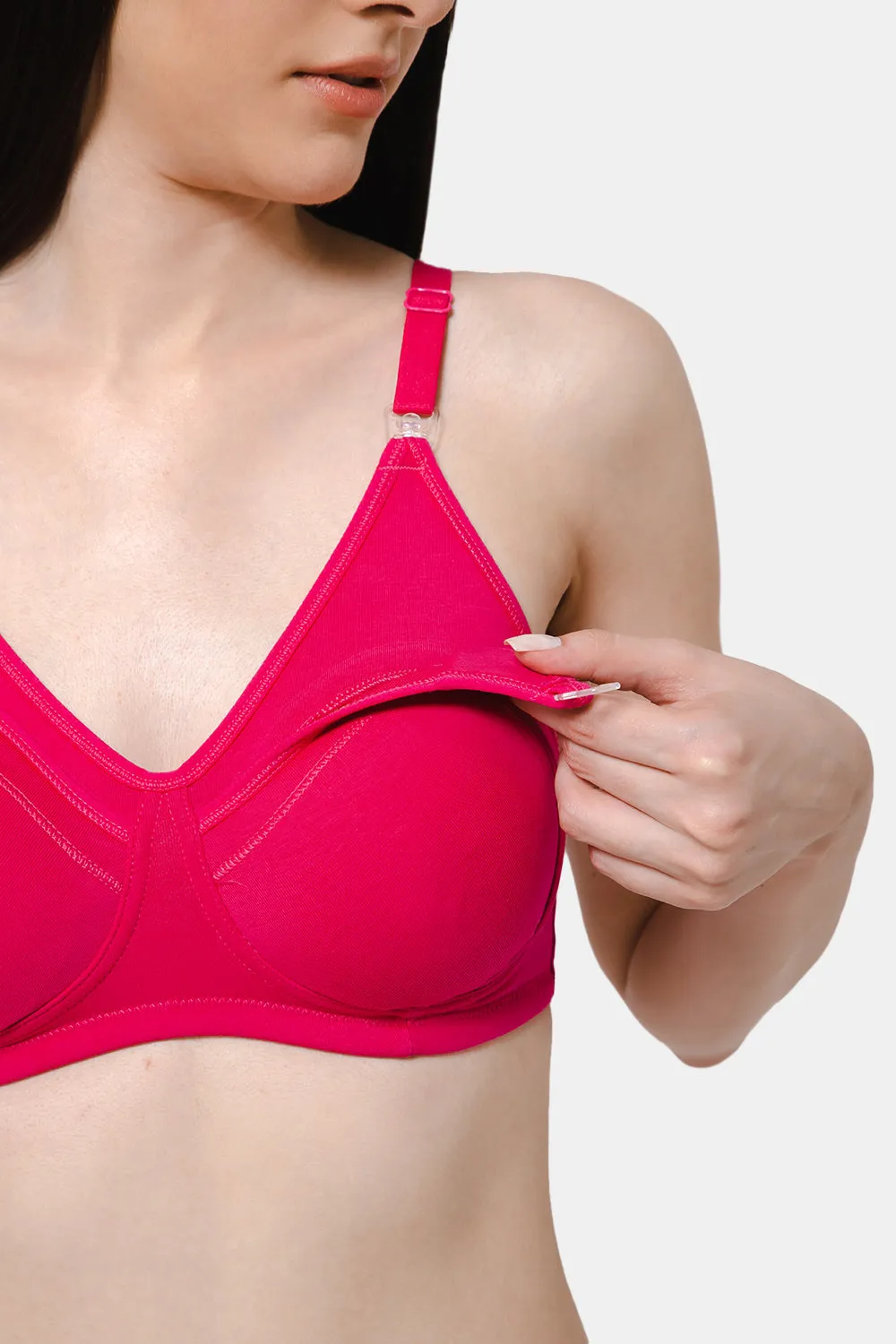 High Coverage Intimacy Nursing Bra - Maternity Bra - Feeding Bra - Fuchsia - FB07