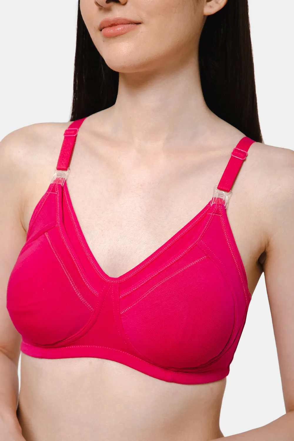 High Coverage Intimacy Nursing Bra - Maternity Bra - Feeding Bra - Fuchsia - FB07