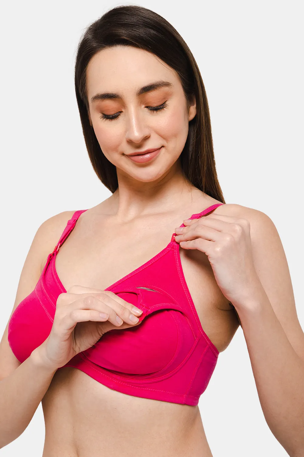 High Coverage Intimacy Nursing Bra - Maternity Bra - Feeding Bra - Fuchsia - FB07