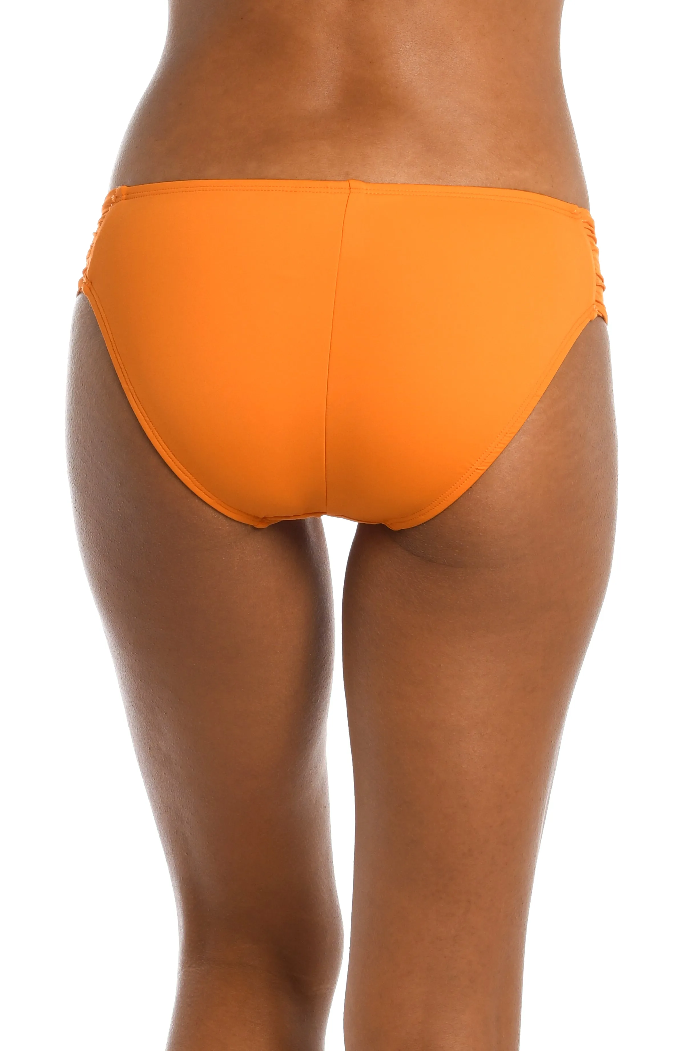 Island Goddess Side Shirred Hipster Bottom - Tangerine - FINAL SALE