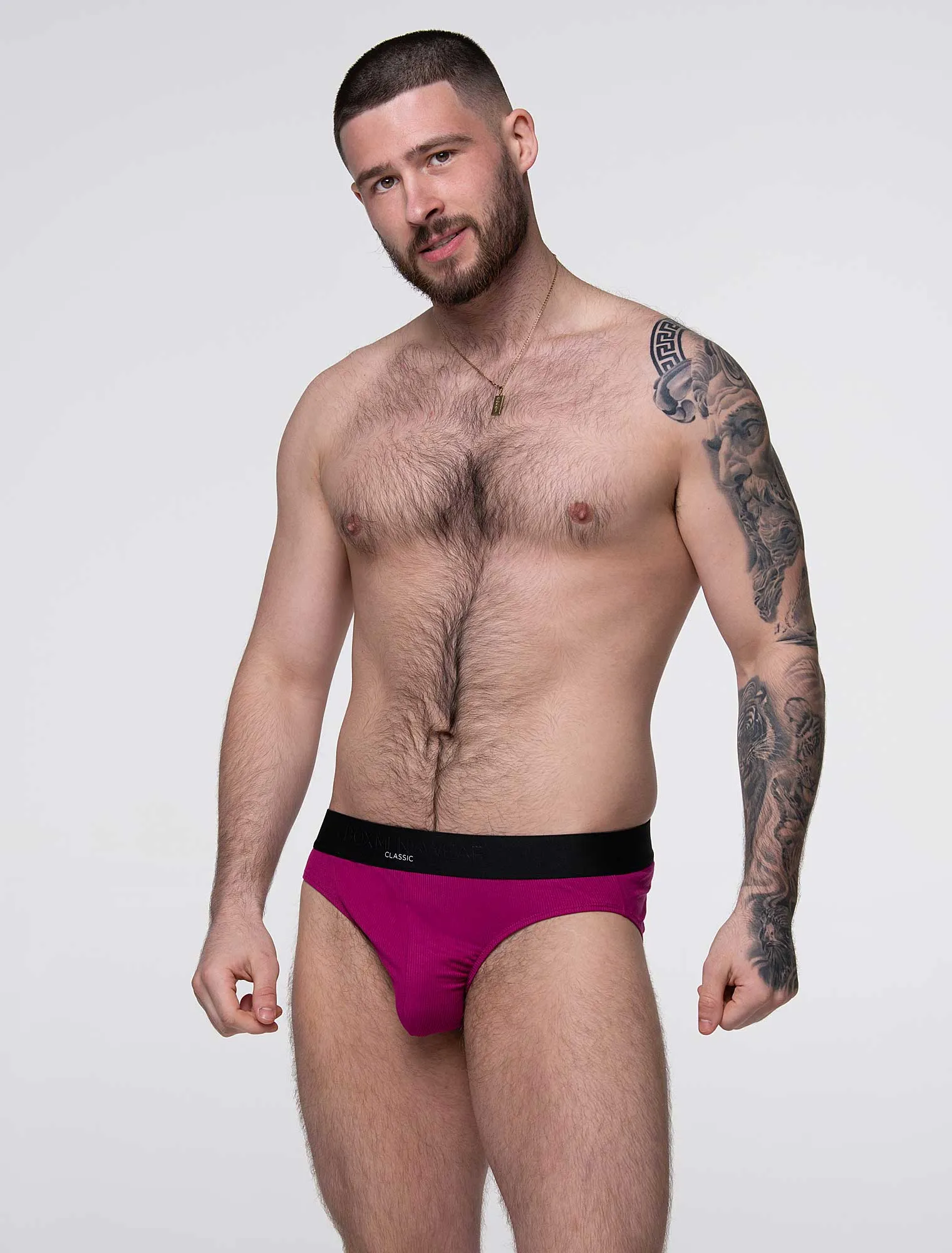 Mens Classic Ribbed Briefs - Cherry