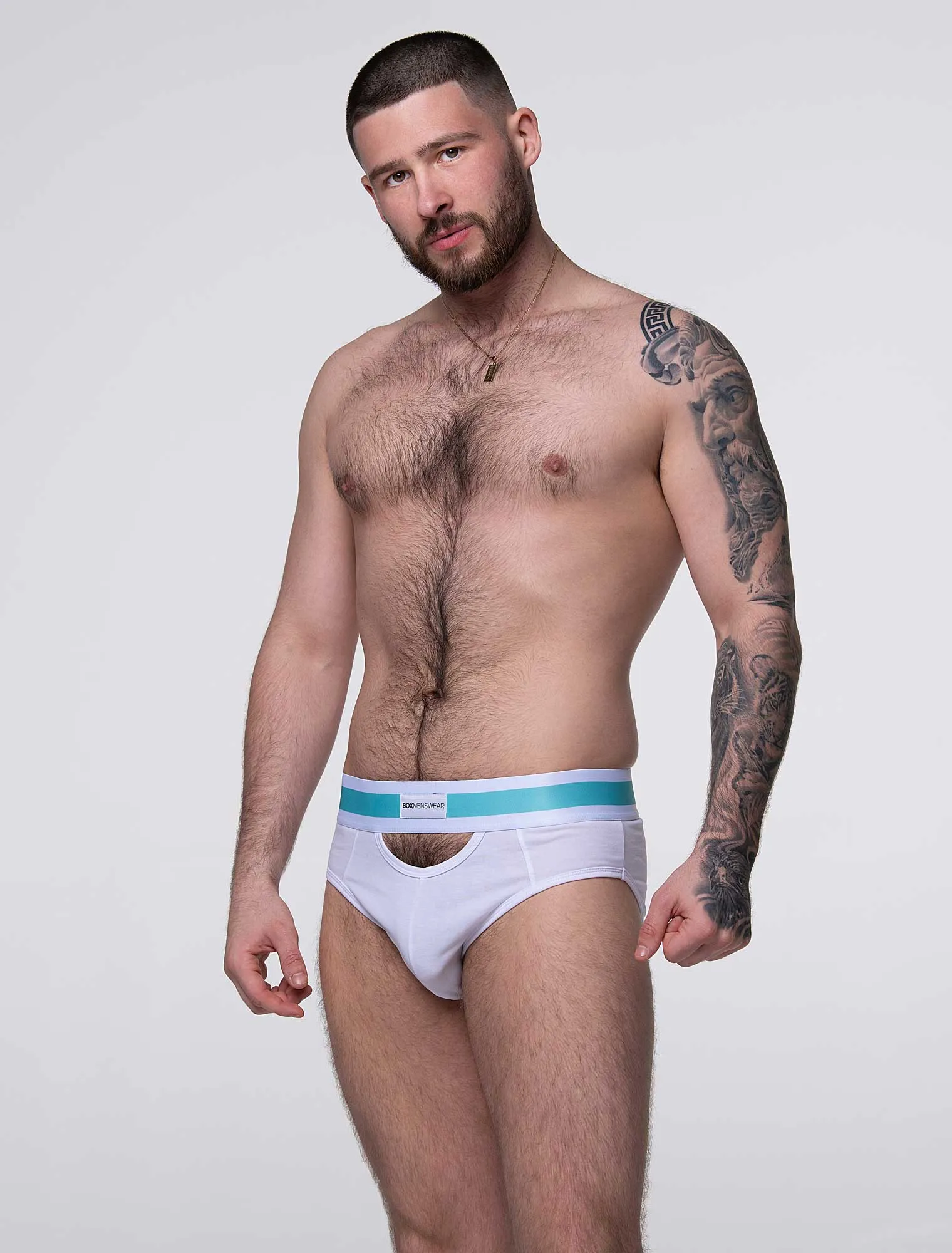 Mens Cut-Out Briefs - White