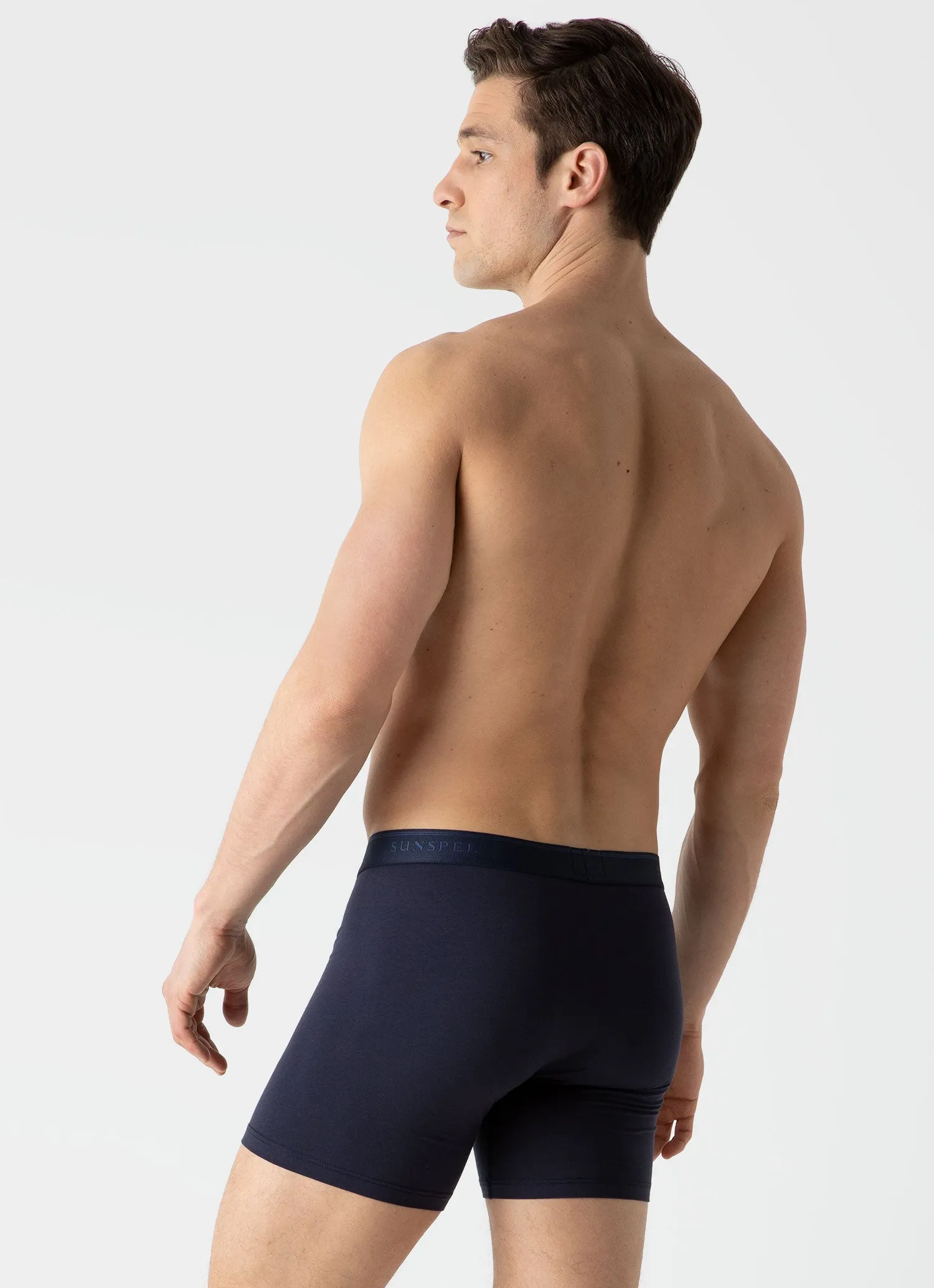 Men's Stretch Cotton Boxer Briefs in Navy