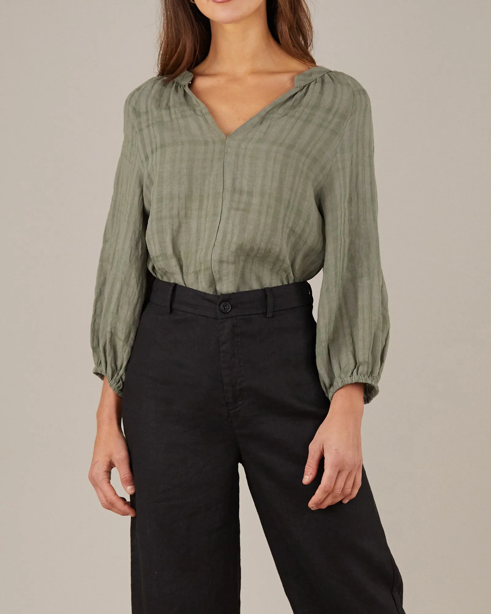 Pila Linen Blouse - Khaki