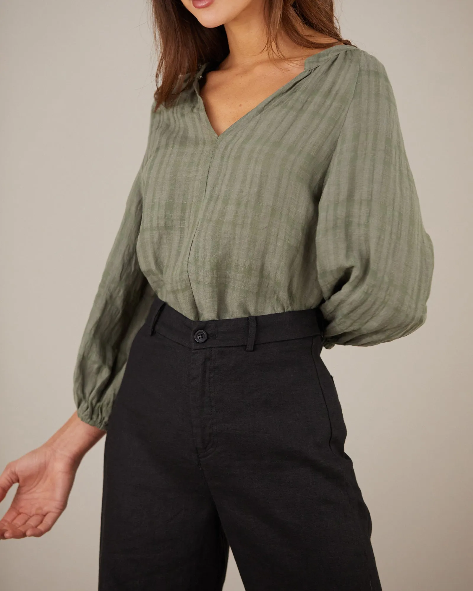 Pila Linen Blouse - Khaki