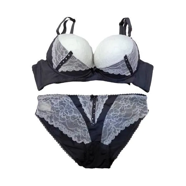 Push Up Bra Panty Set Beautiful Lace Foam Pushup Bra Wire Free Double Padded Bra