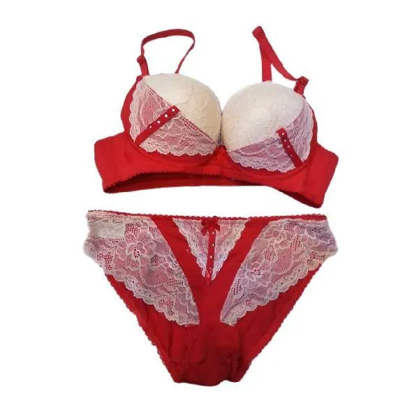 Push Up Bra Panty Set Beautiful Lace Foam Pushup Bra Wire Free Double Padded Bra