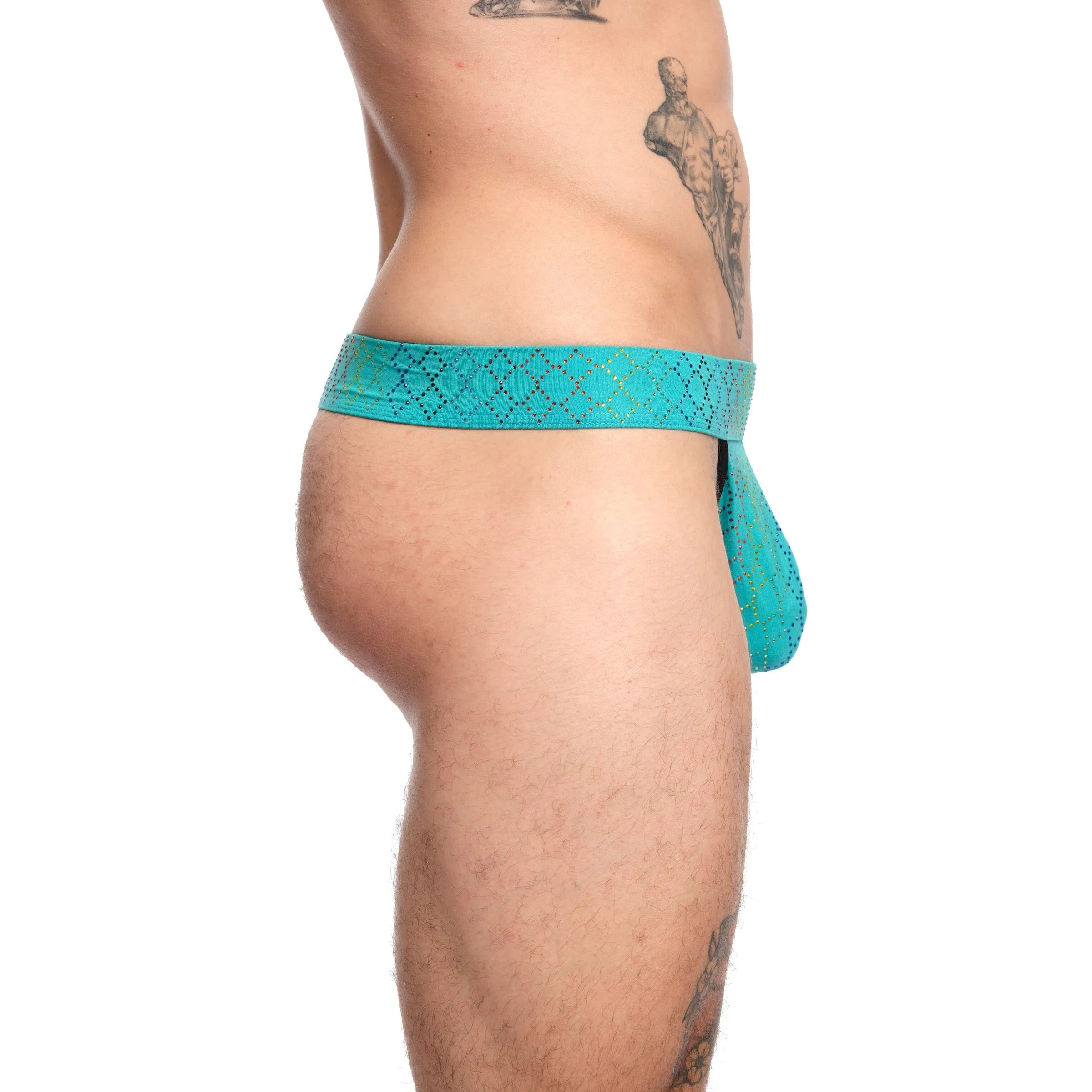 Rainbow Crystal Thong Teal