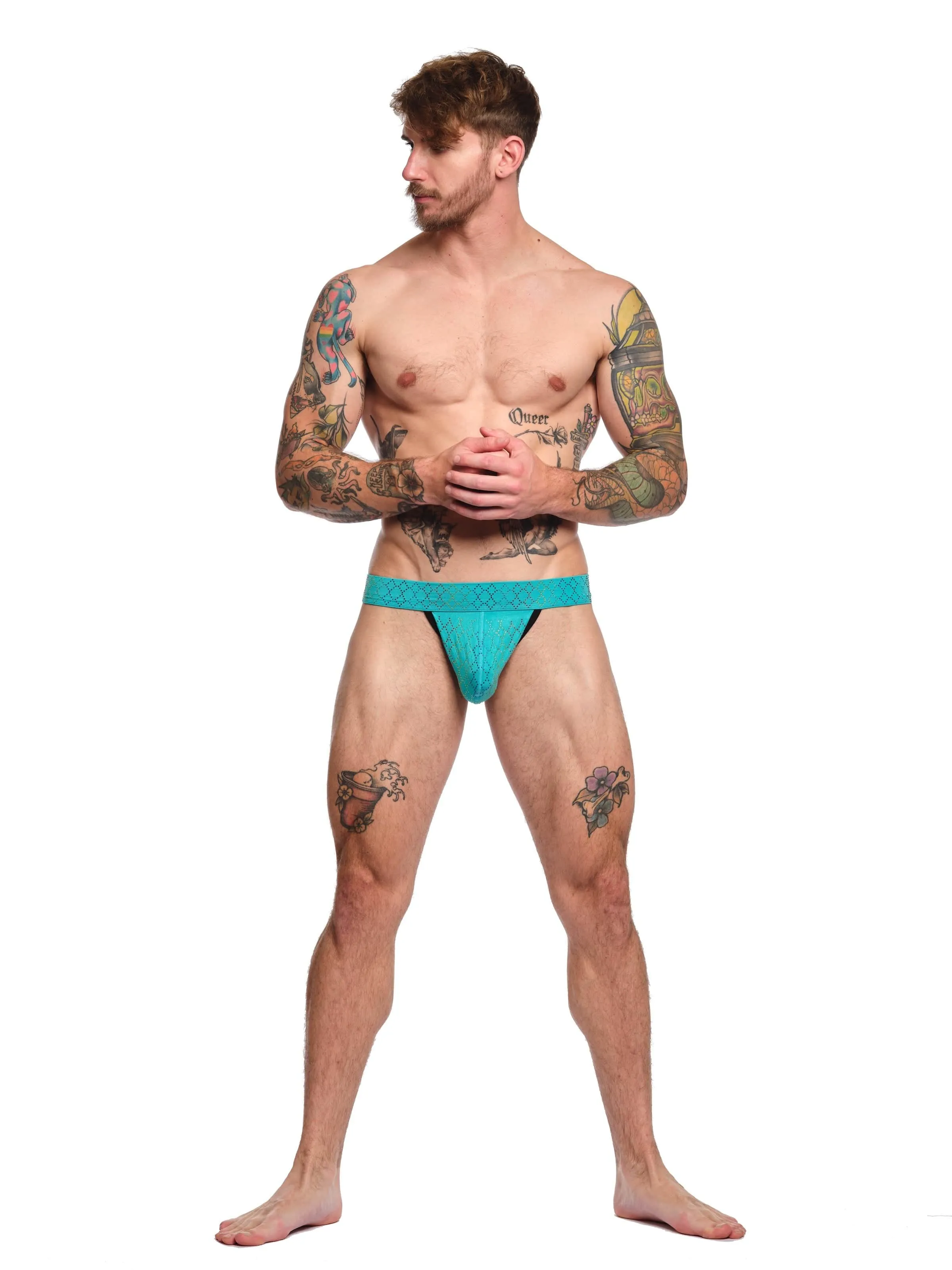 Rainbow Crystal Thong Teal