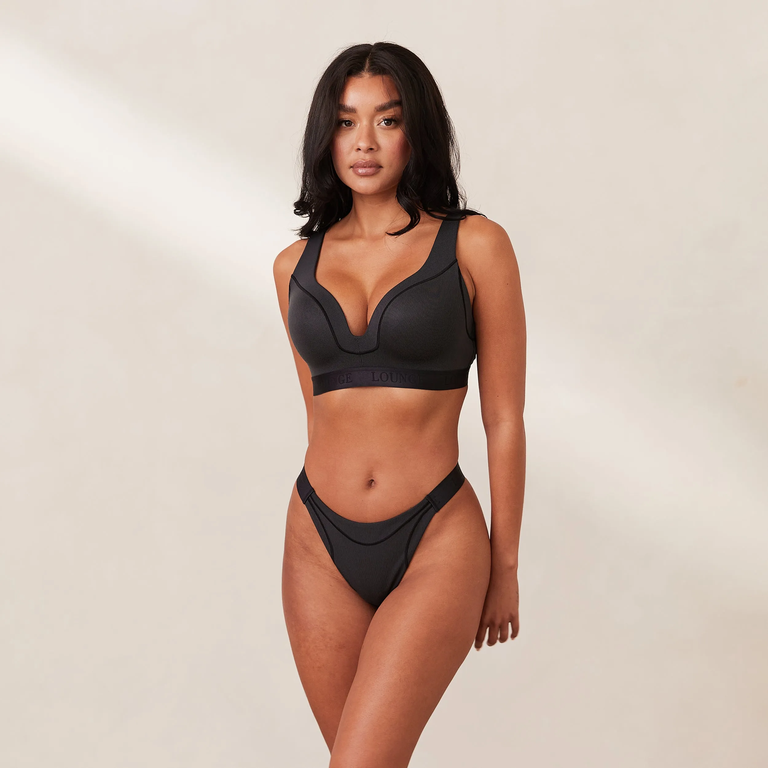 Ribbed Mindful Bra  - Black