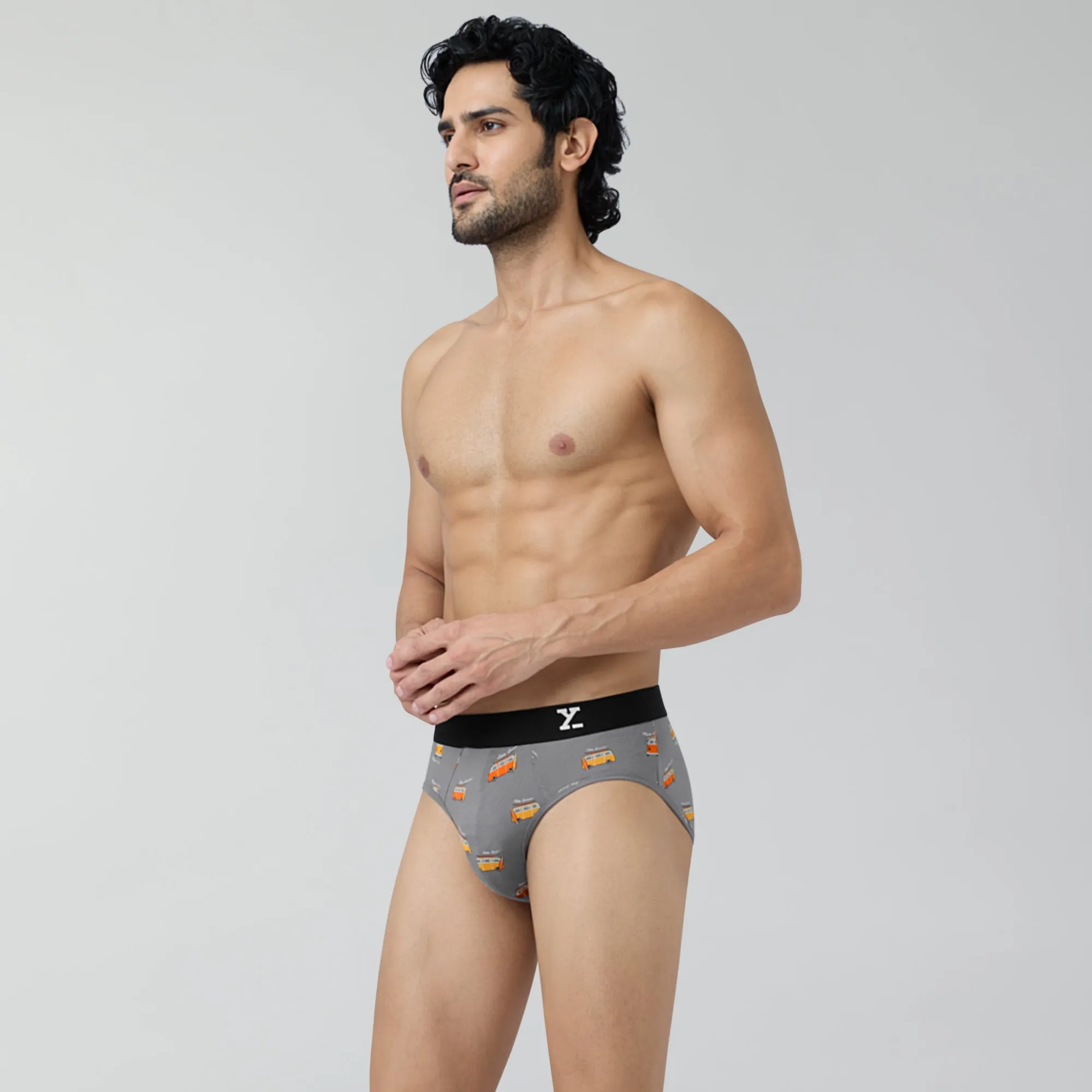 Surf Cotton Stretch Briefs Bus Grey