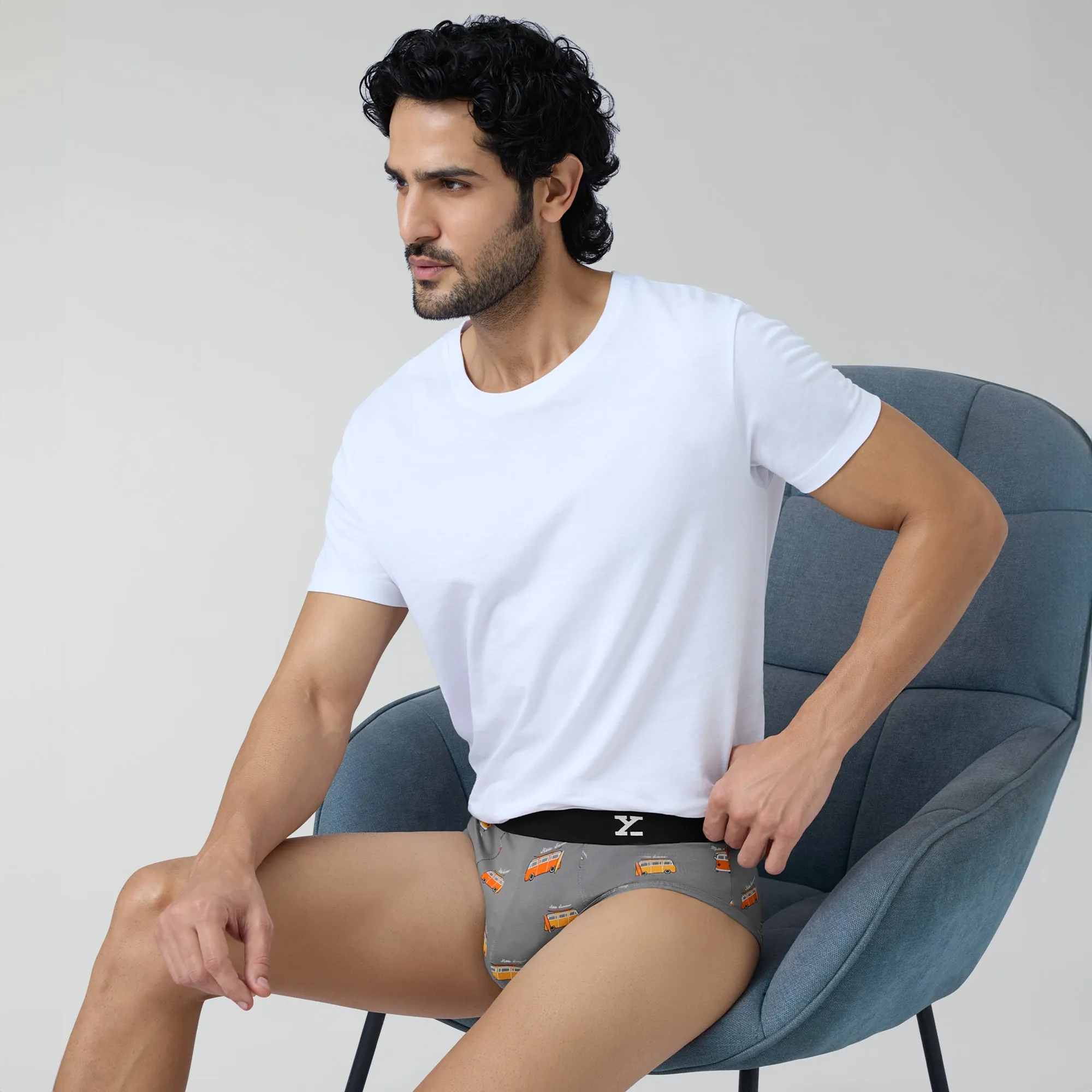 Surf Cotton Stretch Briefs Bus Grey