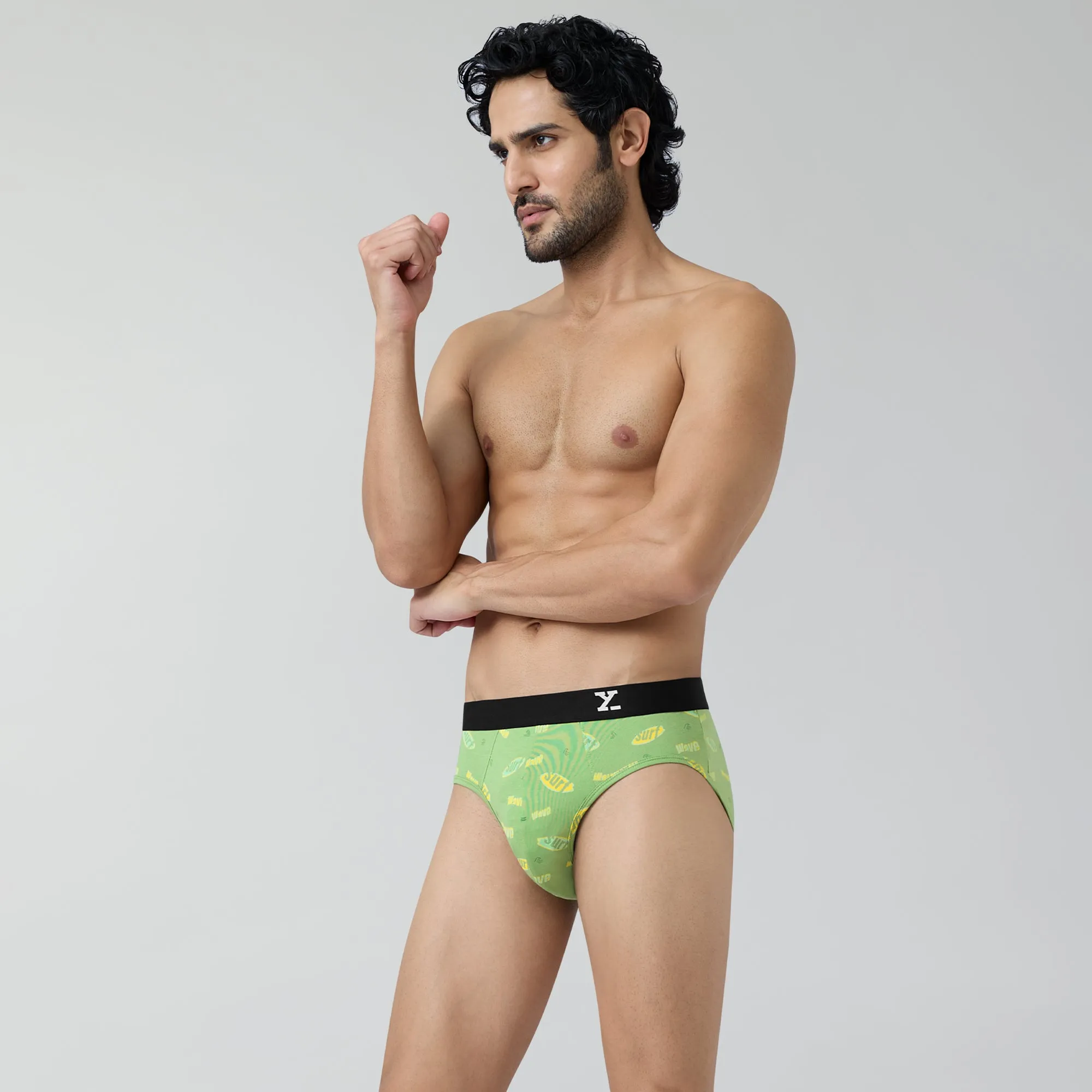 Surf Cotton Stretch Briefs Wave Green