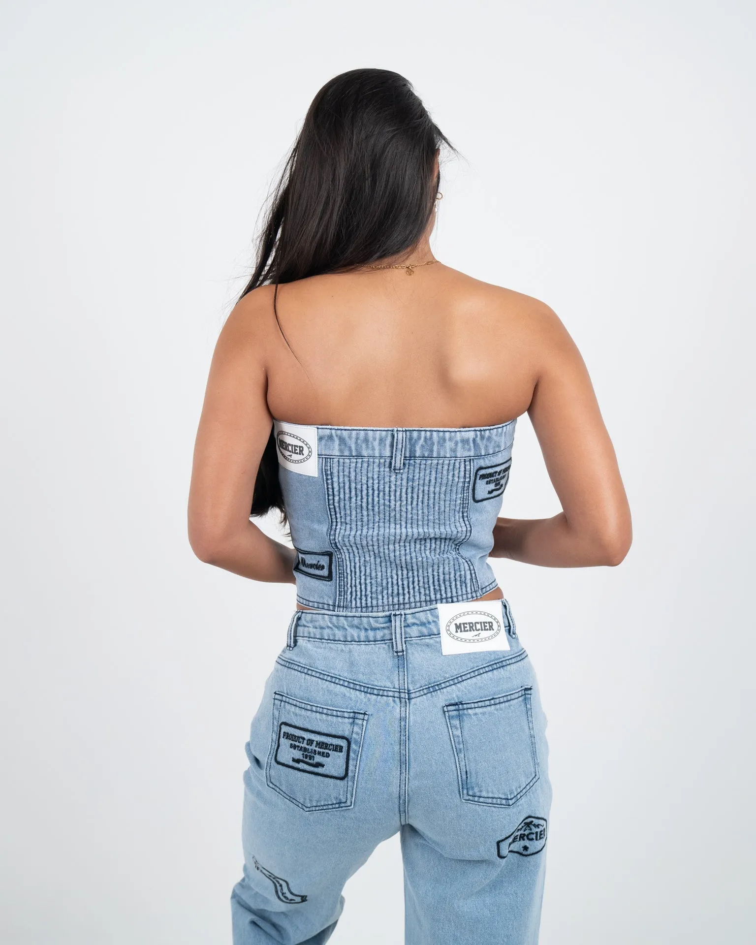 Womens Acid Blue Thread Badge Corset